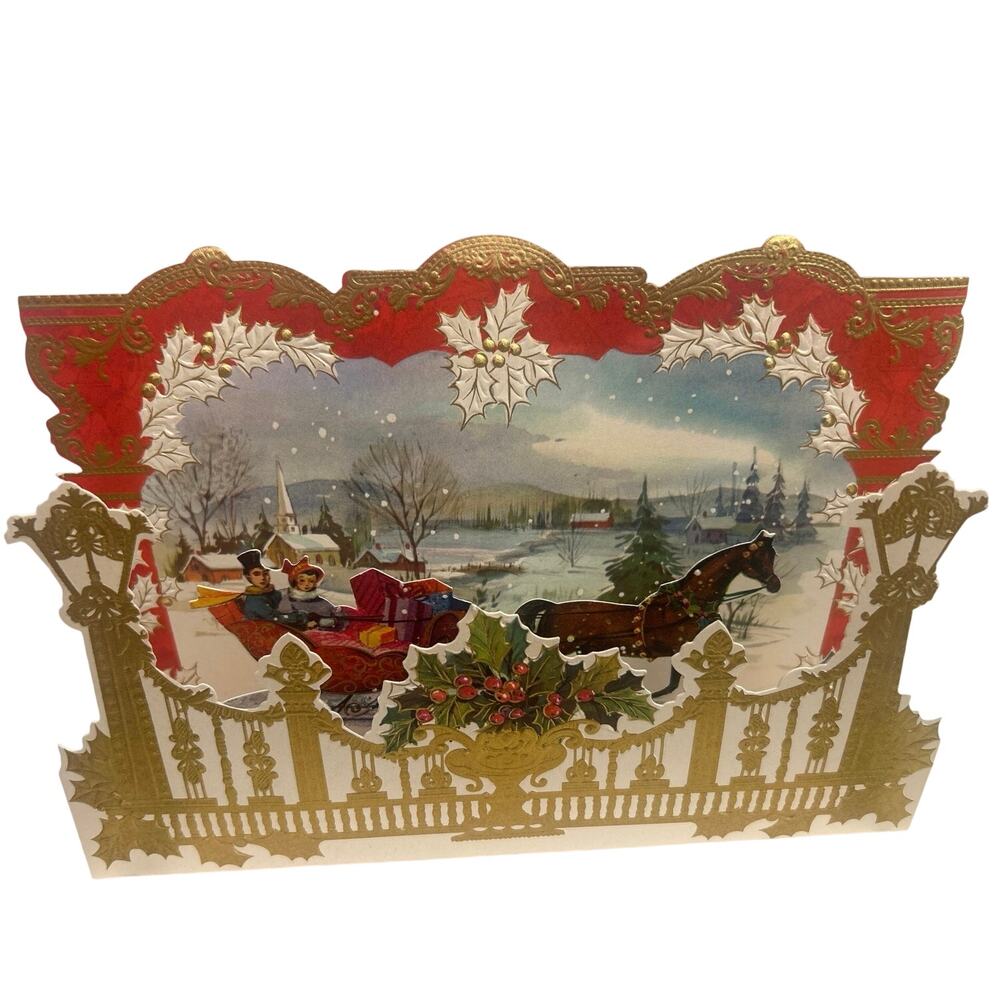 1960’s American Greetings Die Cut 3-D Stand-Up Embossed Fold-Out card, box/6 New